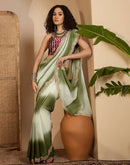 Olive Green Shimmer Georgette Sequence Lace saree