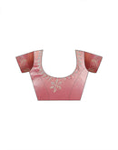 Peach Shimmer Chiffon Stone Work Swarovski saree