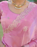Light Pink Shimmer Chiffon Sequence Embroidery saree