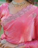 Pink Shimmer Chiffon Sequence Embroidery saree