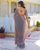 Lavender Shimmer Chiffon Stone Work Swarovski saree