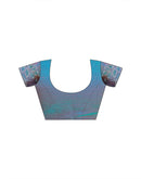 Teal Blue Shimmer Chiffon Stone Work Swarovski saree