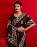 Maroon Shimmer Chiffon Sequence Embroidery saree