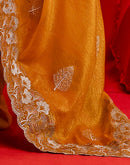 Orange Shimmer Chiffon Sequence Embroidery saree