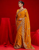 Orange Shimmer Chiffon Sequence Embroidery saree