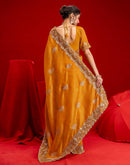 Orange Shimmer Chiffon Sequence Embroidery saree