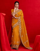 Orange Shimmer Chiffon Sequence Embroidery saree