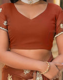 Dusty Brown Shimmer Georgette Sequence Embroidery saree