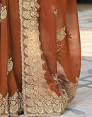 Dusty Brown Shimmer Georgette Sequence Embroidery saree