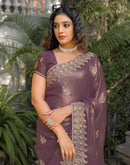 Dusty Mauve Shimmer Georgette Sequence Embroidery saree
