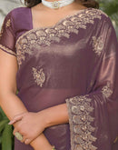 Dusty Mauve Shimmer Georgette Sequence Embroidery saree