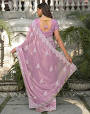 Light Purple Shimmer Georgette Sequence Embroidery saree