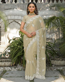 Light Pista Green Shimmer Georgette Sequence Embroidery saree