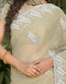 Light Pista Green Shimmer Georgette Sequence Embroidery saree