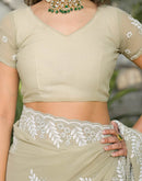 Light Pista Green Shimmer Georgette Sequence Embroidery saree