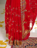Red Georgette Sequence Embroidery saree