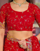 Red Georgette Sequence Embroidery saree