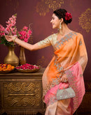 Light Pink Tissue Silk Sequence Embroidery Saree