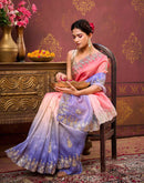 Coral Pink Tissue Silk Sequence Embroidery Saree
