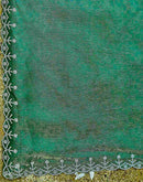 Teal Green Tissue Satin Stone Work Swarovski saree