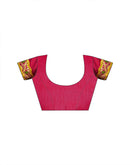 Dark Pink Georgette Bandhani Printed Lace Saree
