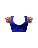 Blue Chiffon Bandhani Printed Lace Saree