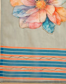 Grey Georgette Floral Printed Saree
