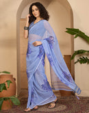 Light Blue Georgette Floral Printed Saree