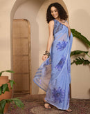 Light Blue Georgette Floral Printed Saree