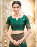 Dark Green Silk Woven Banarasi Saree