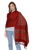 KRITI Desginer Border Woollen Maroon Color Stole For Girl