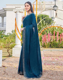 Rama Blue Shimmer Stone Work Swarovski Saree