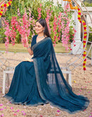 Rama Blue Shimmer Stone Work Swarovski Saree