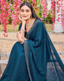 Rama Blue Shimmer Stone Work Swarovski Saree