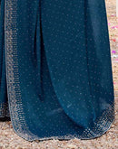 Rama Blue Shimmer Stone Work Swarovski Saree