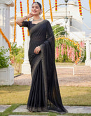 Black Shimmer Stone Work Swarovski Saree
