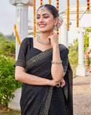 Black Shimmer Stone Work Swarovski Saree