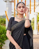 Black Shimmer Stone Work Swarovski Saree