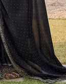Black Shimmer Stone Work Swarovski Saree