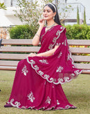 Dark Pink Shimmer Sequence Embroidery Saree