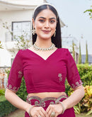 Dark Pink Shimmer Sequence Embroidery Saree