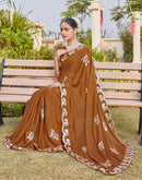 Brown Shimmer Sequence Embroidery Saree