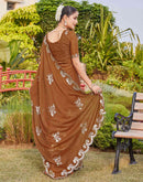 Brown Shimmer Sequence Embroidery Saree