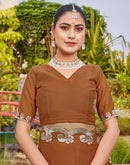 Brown Shimmer Sequence Embroidery Saree