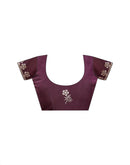 Dark Brown Shimmer Sequence Embroidery Saree