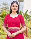 Pink Georgette Stone Work Swarovski Saree