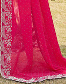 Pink Georgette Stone Work Swarovski Saree