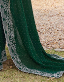 Green Georgette Stone Work Swarovski Saree