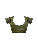 Olive Green Shimmer Stone Work Swarovski Saree