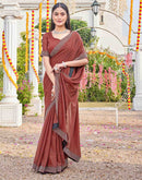 Brown Shimmer Stone Work Swarovski Saree